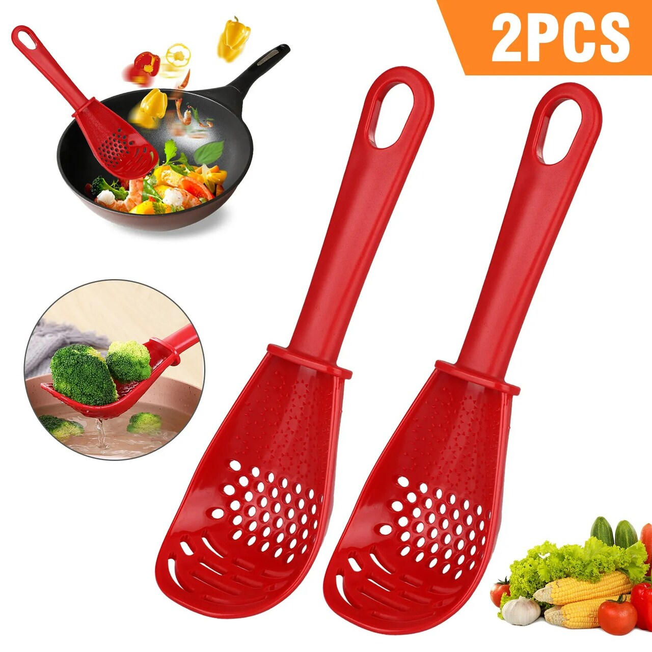 2pcs Cooking Spoon Skimmer Scoop Colander Kitchen Utensils Heat Resistant Gadget